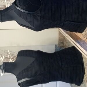 WHBM Sleeveless Peplum Textured Top with Faux Leather Edging. Size M